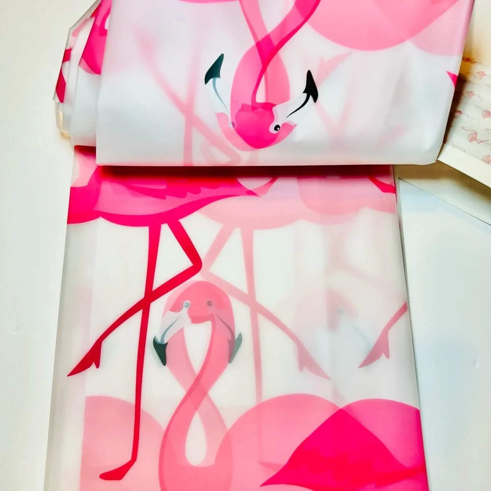 Bright Pink Flamingo Peva Shower Curtain Tropical Summer